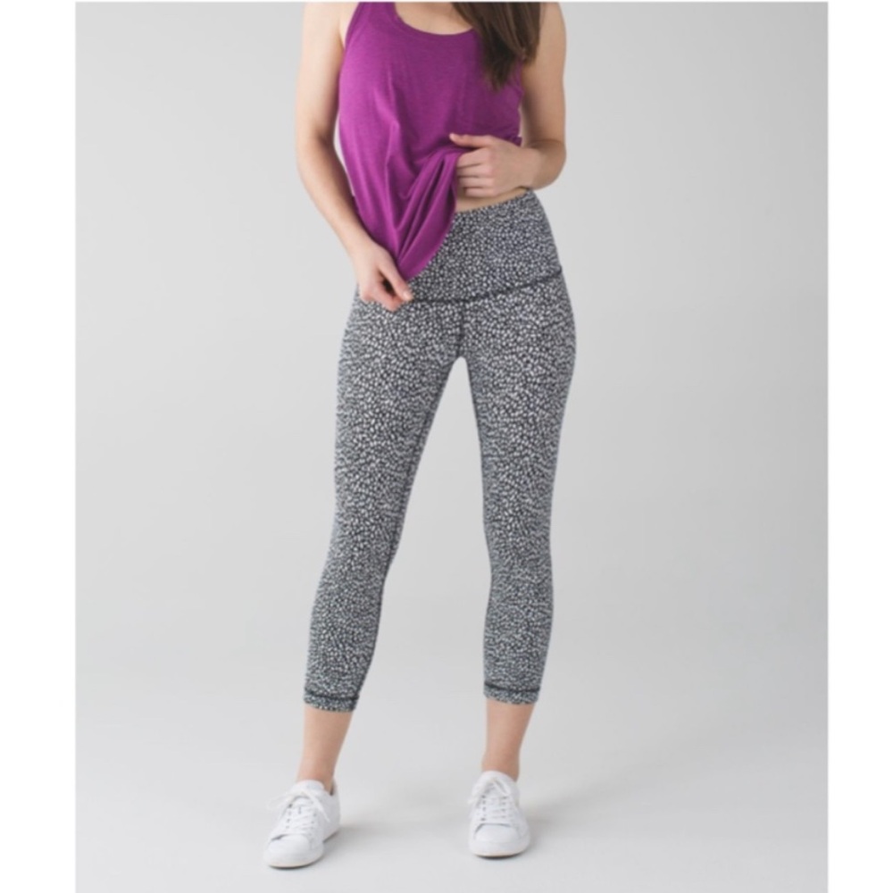 Lululemon Wunder Under Crop Hi-Rise Miss Mosaic Black Cropped Leggings Women’s 4